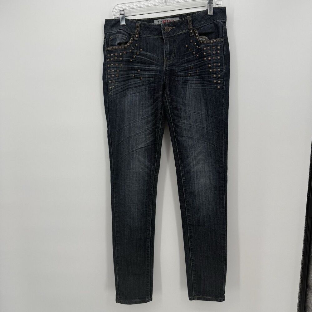 1st Kiss Juniors Y2k Dark Wash Mid Rise Skinny Ankle Jeans Size 9
